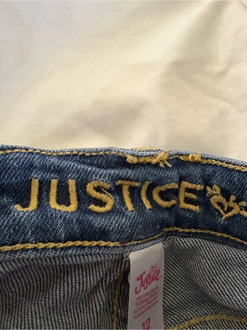 Justice Blue Denim Shorts with Gold Stitching